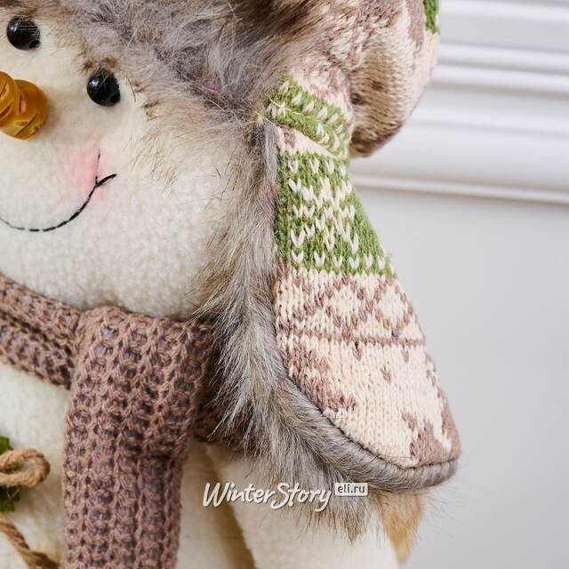 Дверной стоппер Снеговик Брайан в ушанке 33 см Winter Deco
