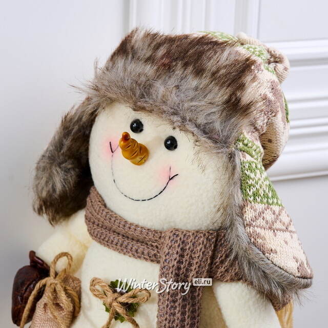 Дверной стоппер Снеговик Брайан в ушанке 33 см Winter Deco