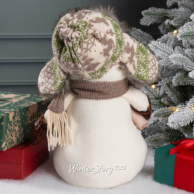 Дверной стоппер Снеговик Брайан в ушанке 33 см Winter Deco