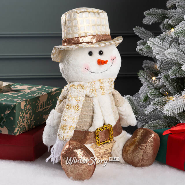 Новогодняя фигура Снеговик Билли в шляпе 33 см Winter Deco