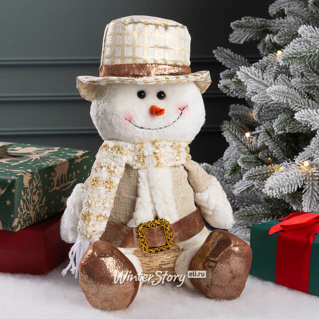 Новогодняя фигура Снеговик Билли в шляпе 33 см Winter Deco