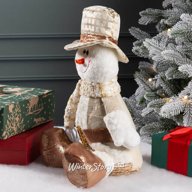 Новогодняя фигура Снеговик Билли в шляпе 33 см Winter Deco