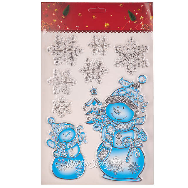 Новогодние наклейки на окно Снеговики - Морозная Фантазия 37*22 см Winter Deco