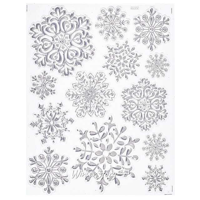 Новогодние наклейки на окно Снежинки - Ледяное Очарование 40*27 см Winter Deco