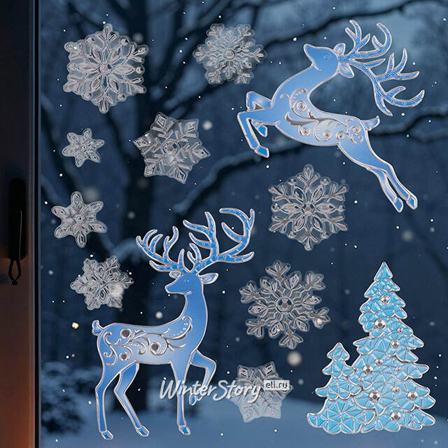 Новогодние наклейки на окно Зимняя Радость 43*28 см Winter Deco