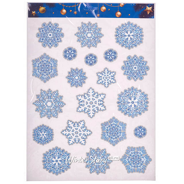 Новогодние наклейки на окно Снежинки - Хрустальный Звон 41*29 см, бумага Winter Deco