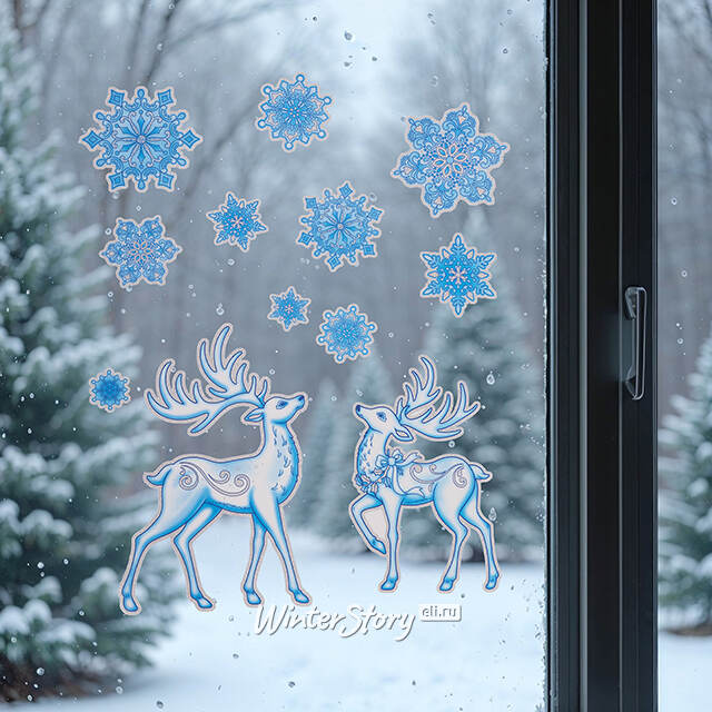 Новогодние наклейки на окно Помощники Деда Мороза 41*29 см Winter Deco