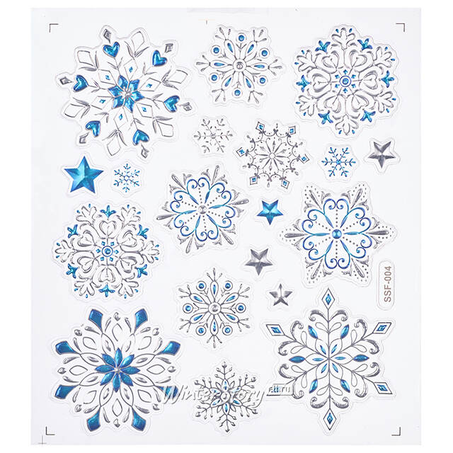 Новогодние наклейки на окно Снежинки - Серебряный Звон 32*23 см Winter Deco