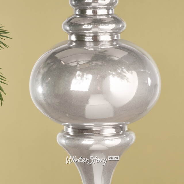 Елочная игрушка Сосулька Muliphein 25 см серебряная, пластик Winter Deco