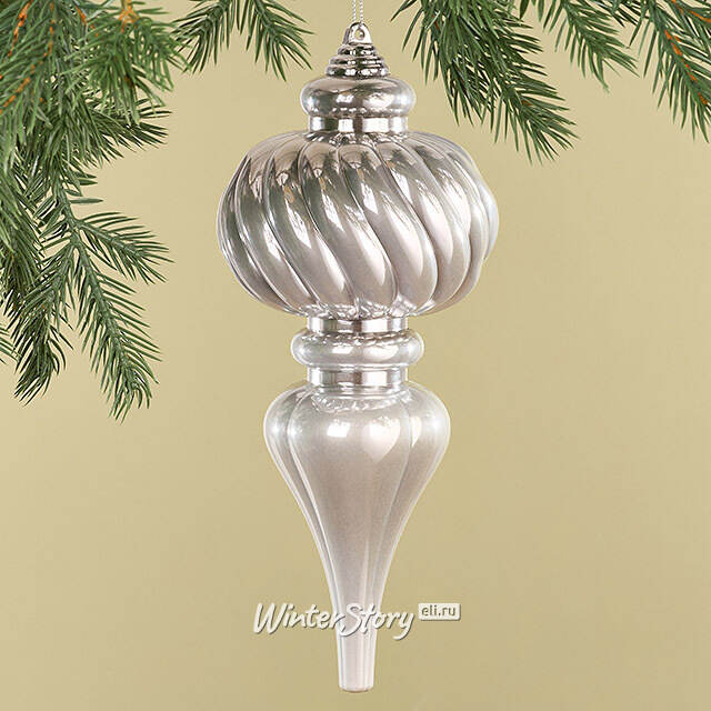 Елочная игрушка Сосулька Capella 26 см серебряная, пластик Winter Deco