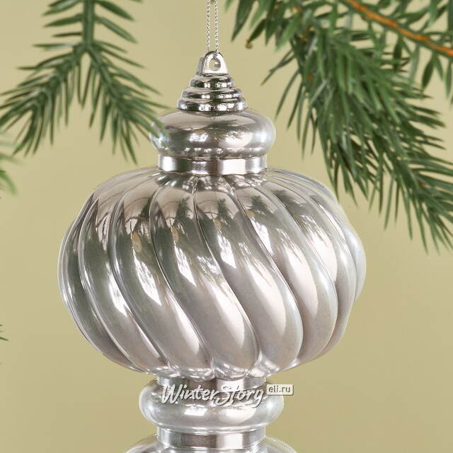 Елочная игрушка Сосулька Capella 26 см серебряная, пластик Winter Deco