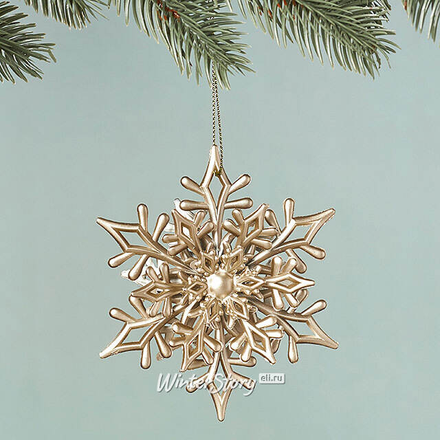 Елочная игрушка Снежинка Лоренс 11 см золотая Winter Deco