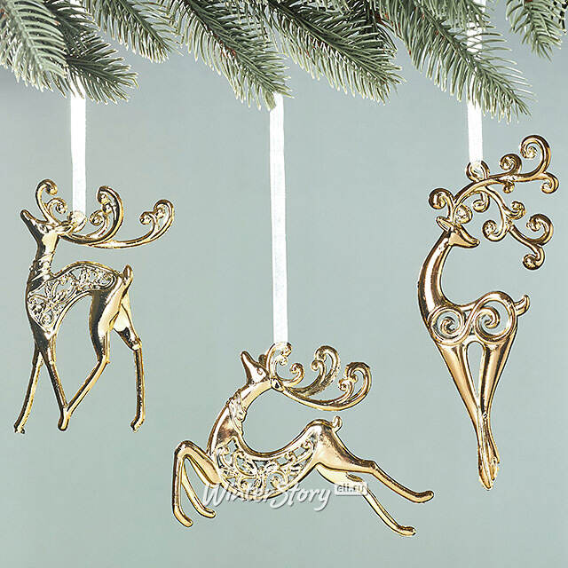 Набор елочных игрушек Олени Golden Glow 18 см, 3 шт Winter Deco