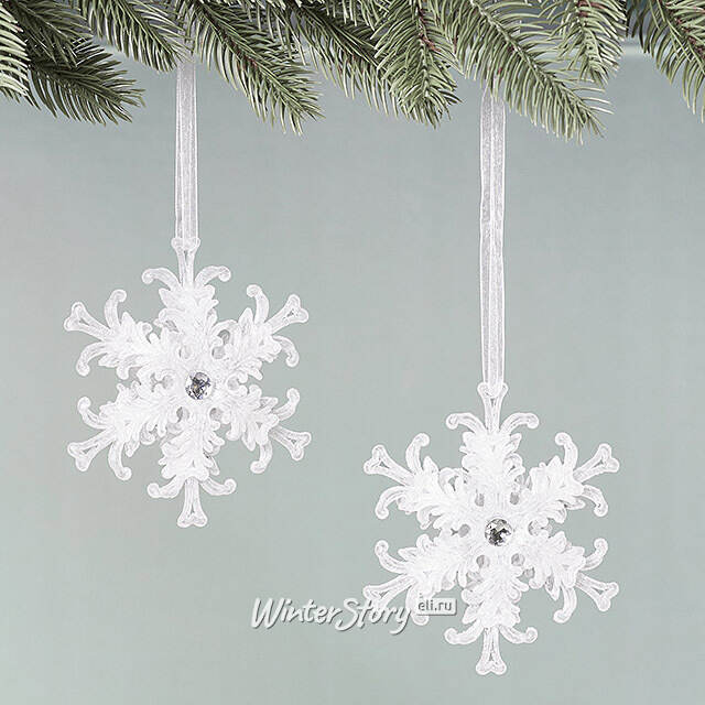 Елочная игрушка Снежинка Atria 10 см белая, 2 шт Winter Deco