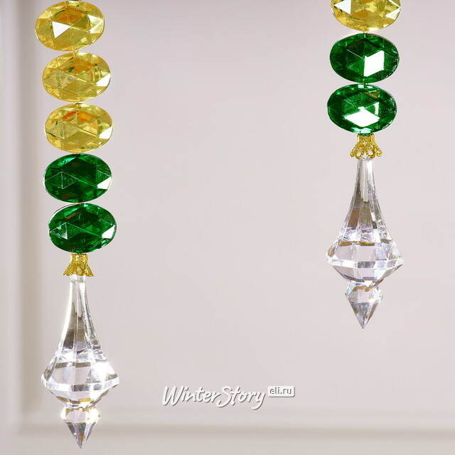 Елочная подвеска Crystal Tear 19 см зеленая, 2 шт Winter Deco
