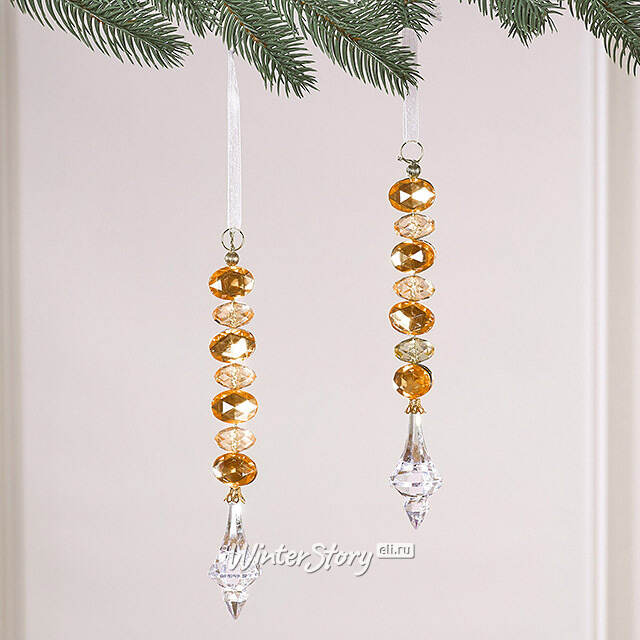 Елочная подвеска Crystal Tear 20 см янтарная, 2 шт Winter Deco