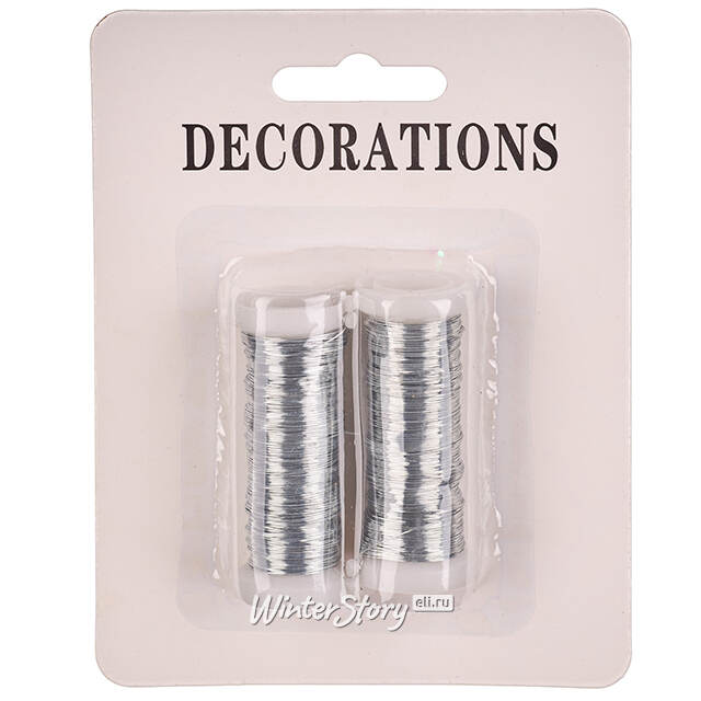 Проволока для декорирования Bullion 15 м серебряная, 2 шт Winter Deco