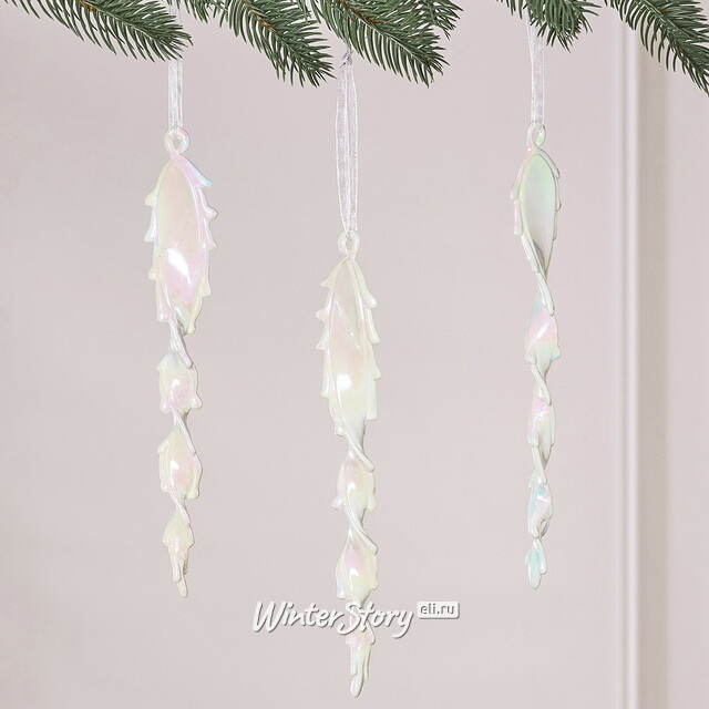 Набор елочных игрушек Сосульки Rainbow Glow 25 см белые, 3 шт Winter Deco