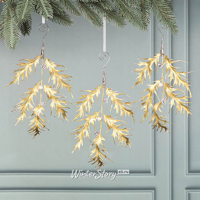 Набор елочных украшений Веточки - Брюланж 27 см, 3 шт Winter Deco