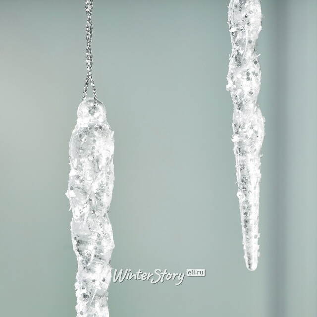 Набор елочных игрушек Сосульки - Искры 10 см белый, 8 шт Winter Deco