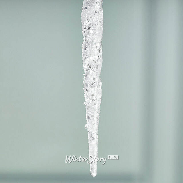 Набор елочных игрушек Сосульки - Искры 10 см белый, 8 шт Winter Deco