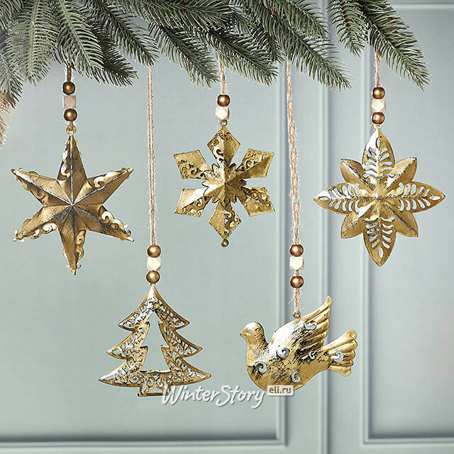Набор елочных игрушек Terse - Искры Праздника 11-13 см, 5 шт Winter Deco