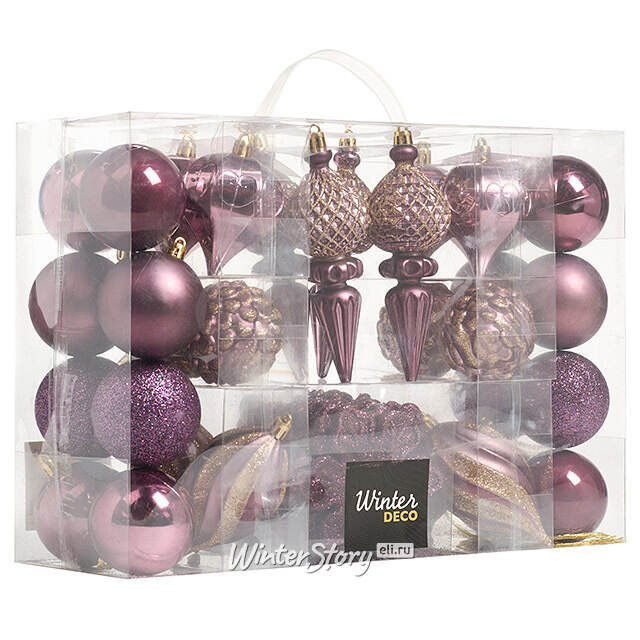 Набор елочных игрушек Christmas Cheer 6-14 см фиолетовый, 44 шт, пластик Winter Deco