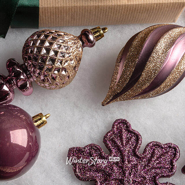 Набор елочных игрушек Christmas Cheer 6-14 см фиолетовый, 44 шт, пластик Winter Deco