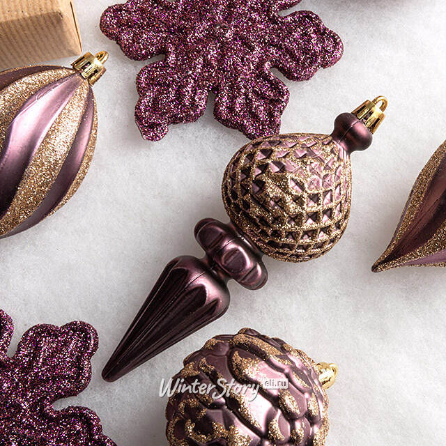 Набор елочных игрушек Christmas Cheer 6-14 см фиолетовый, 44 шт, пластик Winter Deco