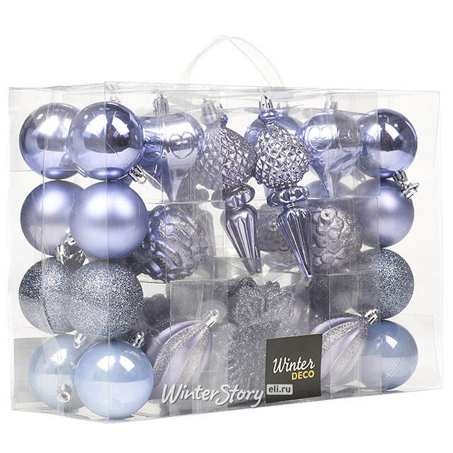 Набор елочных игрушек Christmas Cheer 6-14 см синий, 44 шт, пластик Winter Deco