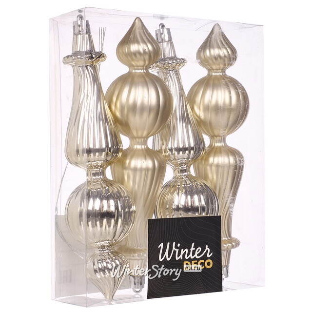 Елочные игрушки Dainty Cucurbit 17 см шампань, 4 шт, пластик Winter Deco