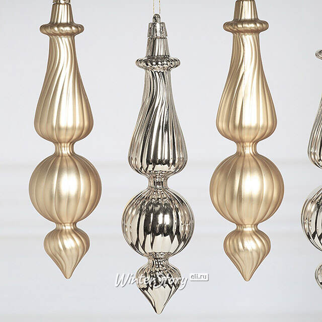 Елочные игрушки Dainty Cucurbit 17 см шампань, 4 шт, пластик Winter Deco