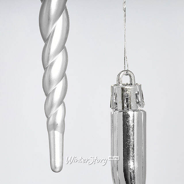 Елочные игрушки Сосульки Luce di Gelo 13 см серебряный, 10 шт, пластик Winter Deco