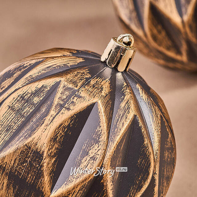 Елочные шары Fattura - Antique Brown 8 см, 6 шт, пластик Winter Deco