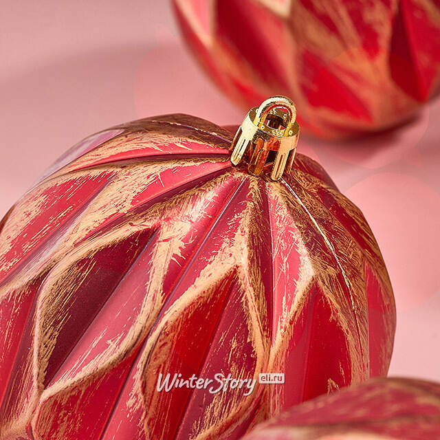 Елочные шары Fattura - Antique Red 8 см, 6 шт, пластик Winter Deco