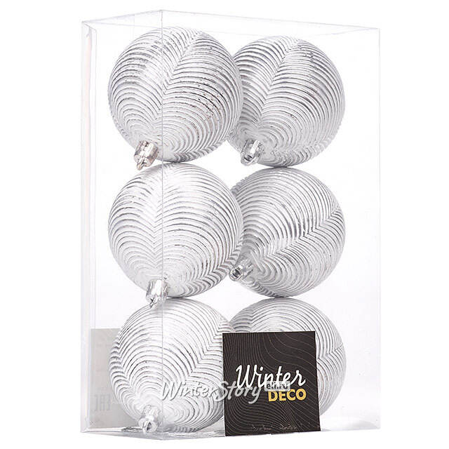 Елочные шары Fattura Coste - Antique White 7 см, 6 шт, пластик Winter Deco