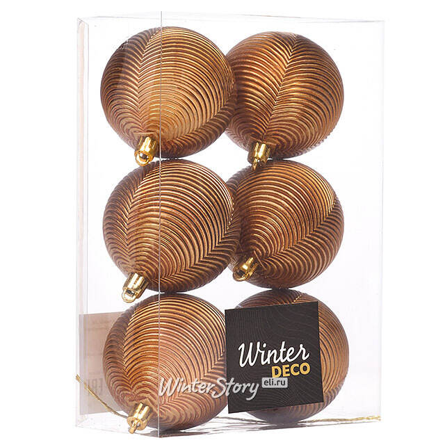 Елочные шары Fattura Coste - Antique Cooper 7 см, 6 шт, пластик Winter Deco