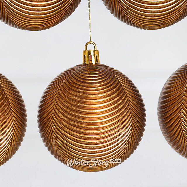 Елочные шары Fattura Coste - Antique Cooper 7 см, 6 шт, пластик Winter Deco