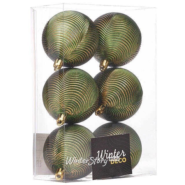 Елочные шары Fattura Coste - Antique Green 7 см, 6 шт, пластик Winter Deco
