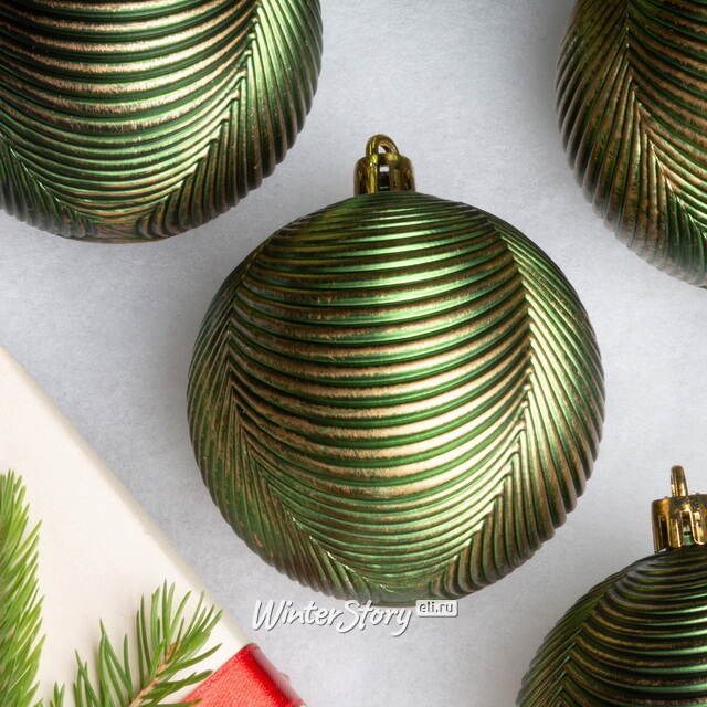 Елочные шары Fattura Coste - Antique Green 7 см, 6 шт, пластик Winter Deco