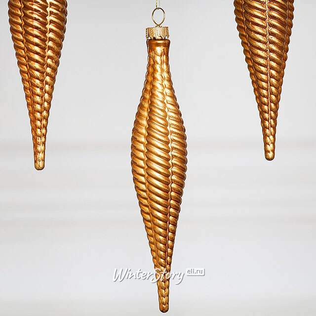 Елочная игрушка Сосулька Fattura Coste - Antique Cooper 15 см, 4 шт, пластик Winter Deco