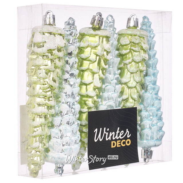 Елочные игрушки Шишки - Frosted Melody 14 см, 6 шт, пластик Winter Deco