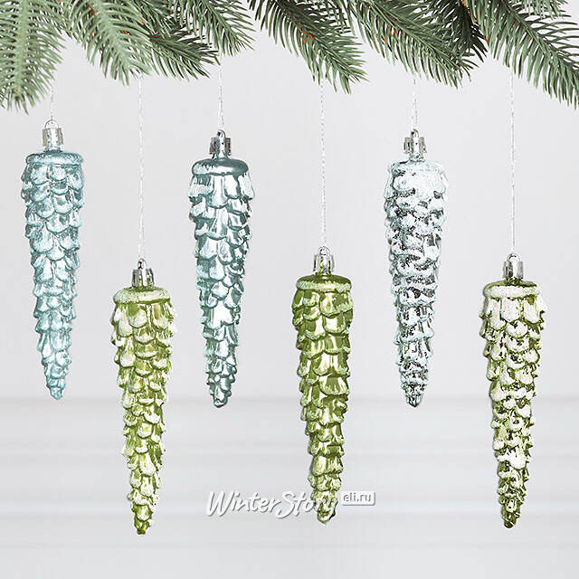 Елочные игрушки Шишки - Frosted Melody 14 см, 6 шт, пластик Winter Deco