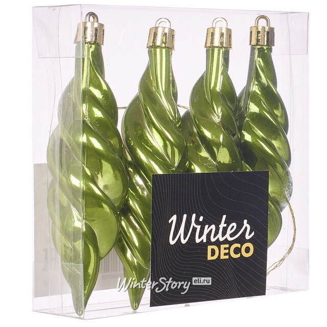 Елочные игрушки Сосульки Frosted Twist 11 см зеленый, 4 шт, пластик Winter Deco