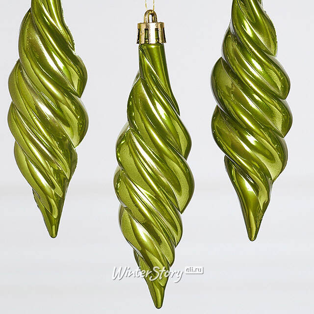 Елочные игрушки Сосульки Frosted Twist 11 см зеленый, 4 шт, пластик Winter Deco