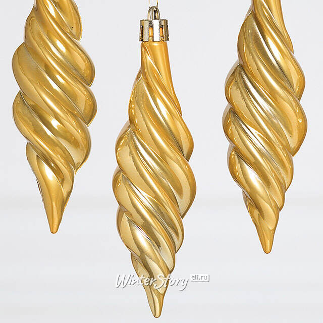 Елочные игрушки Сосульки Frosted Twist 11 см золотой, 4 шт, пластик Winter Deco