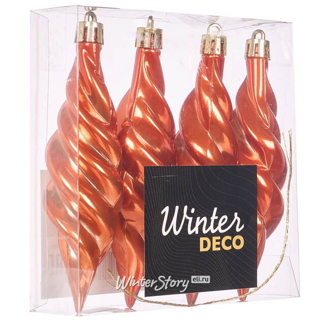 Елочные игрушки Сосульки Frosted Twist 11 см терракотовый, 4 шт, пластик Winter Deco