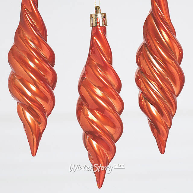 Елочные игрушки Сосульки Frosted Twist 11 см терракотовый, 4 шт, пластик Winter Deco