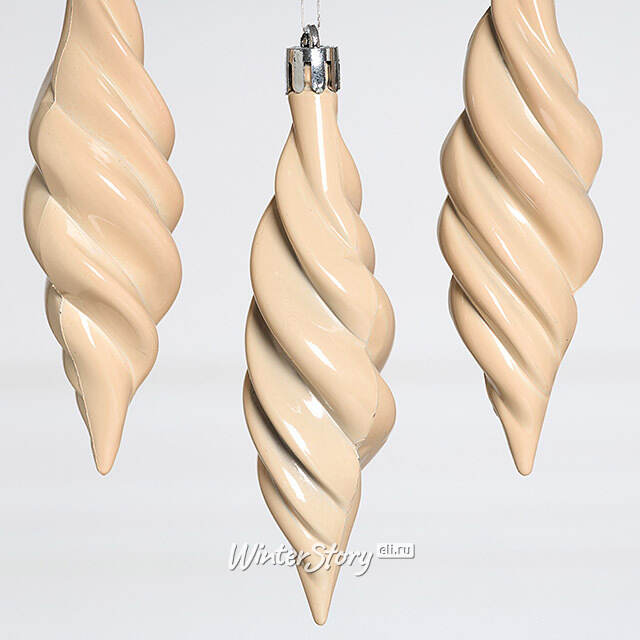 Елочные игрушки Сосульки Frosted Twist 11 см жемчужный, 4 шт, пластик Winter Deco
