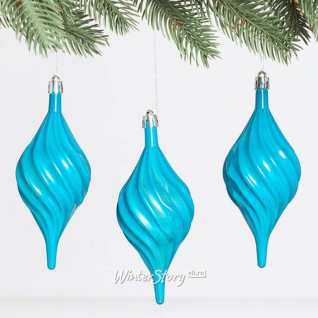 Елочные игрушки Сосульки Melodia di Ghiaccio 13 см голубой, 3 шт, пластик Winter Deco